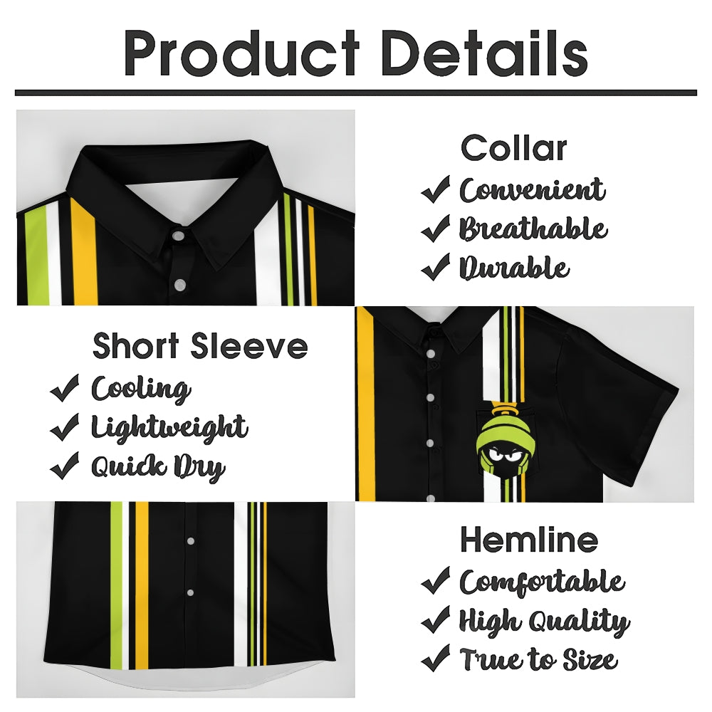 Striped Character Print Casual Short-Sleeved Shirt 2410003595