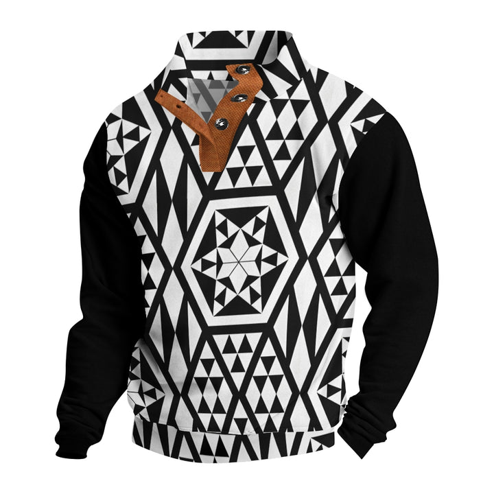 Men's Fashion Color Outdoor Casual Button Half-open Stand Collar Sweatshirt