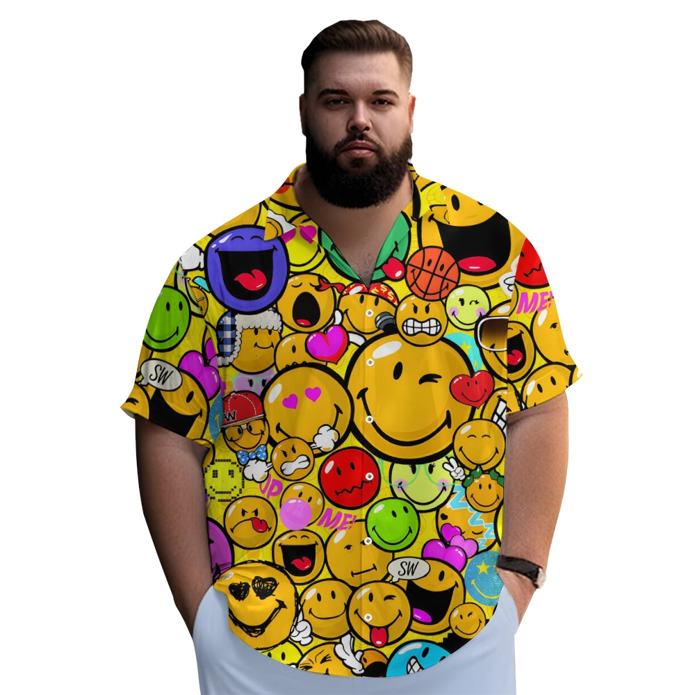 Men's Casual Expression Smiley Print Short-Sleeved Shirt 2310000718