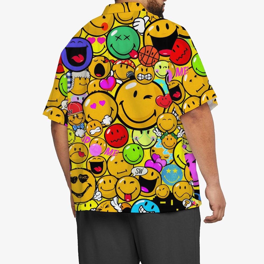 Men's Casual Expression Smiley Print Short-Sleeved Shirt 2310000718