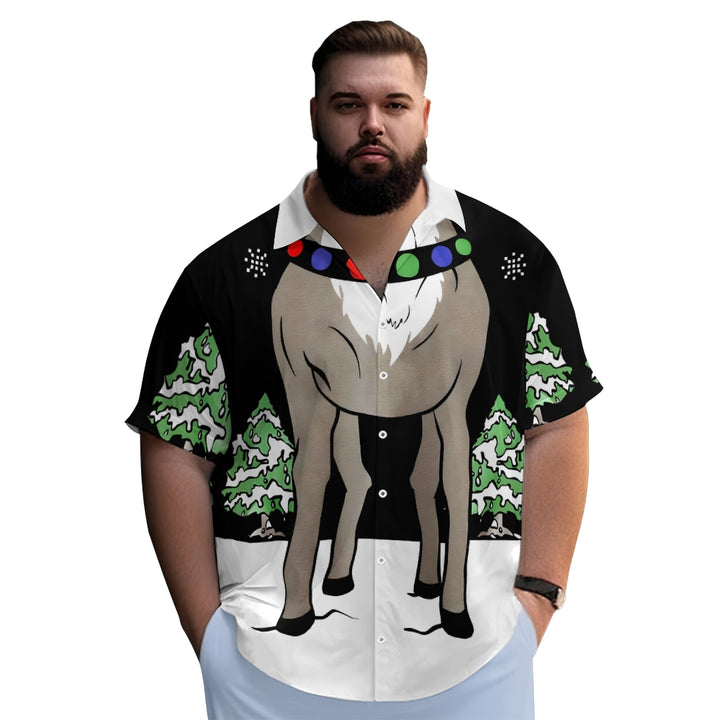 Christmas Reindeer Print Casual Plus Size Shirts