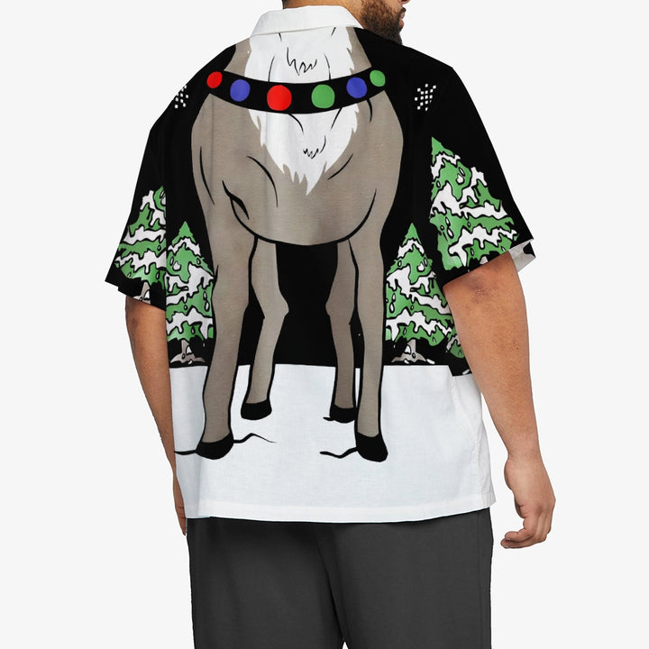 Christmas Reindeer Print Casual Plus Size Shirts