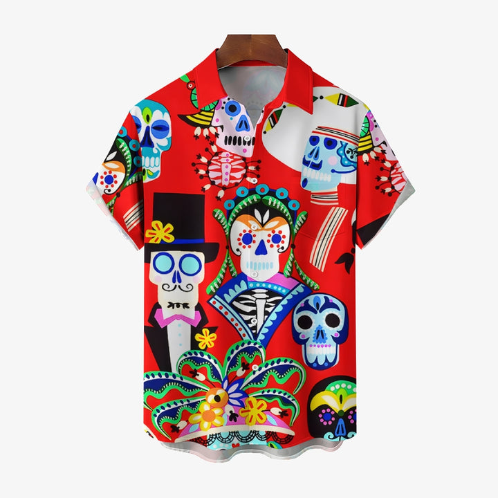 Men's Mexican Culture and Arts Casual Short Sleeve Shirt 2403000923