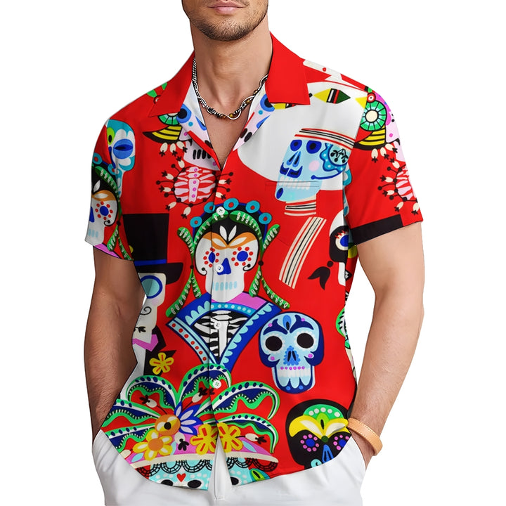 Men's Mexican Culture and Arts Casual Short Sleeve Shirt 2403000923