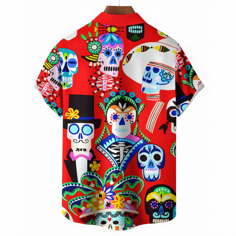 Men's Mexican Culture and Arts Casual Short Sleeve Shirt 2403000923