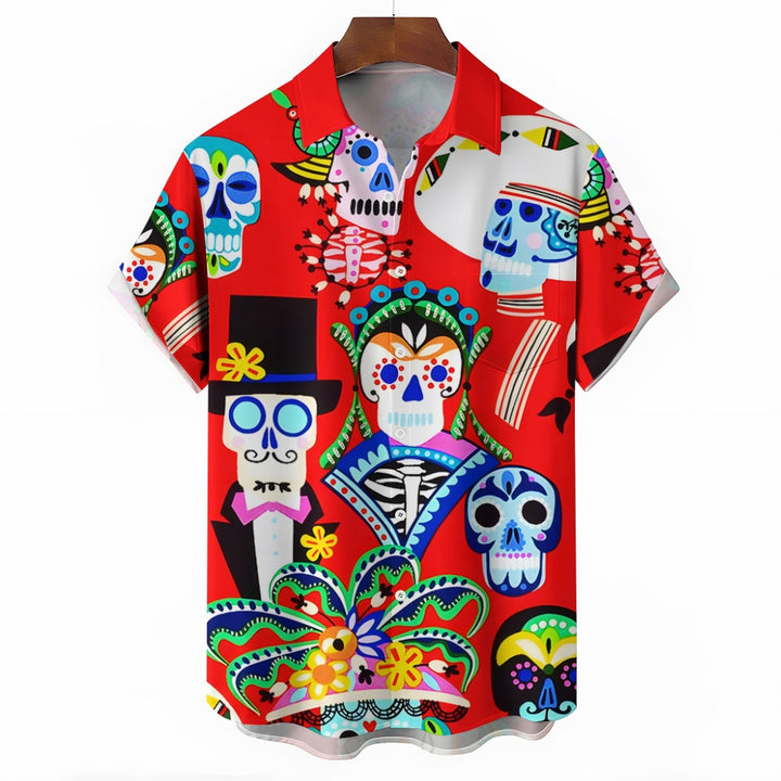 Men's Mexican Culture and Arts Casual Short Sleeve Shirt 2403000923