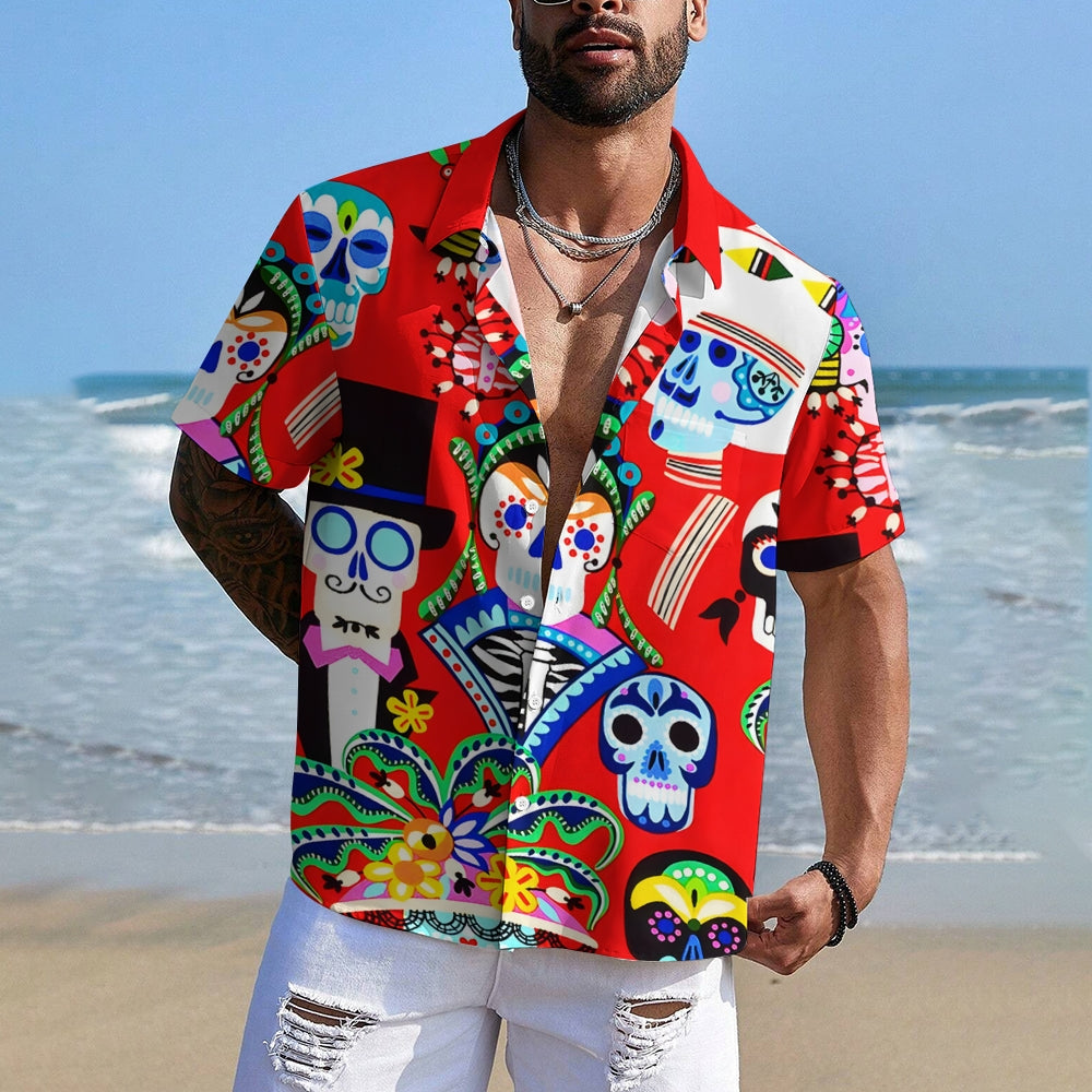 Men's Mexican Culture and Arts Casual Short Sleeve Shirt 2403000923