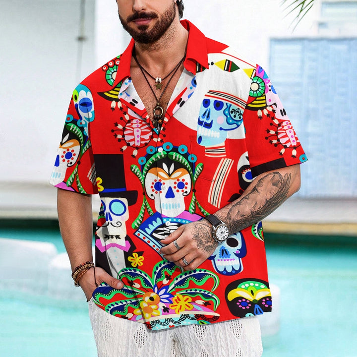 Men's Mexican Culture and Arts Casual Short Sleeve Shirt 2403000923