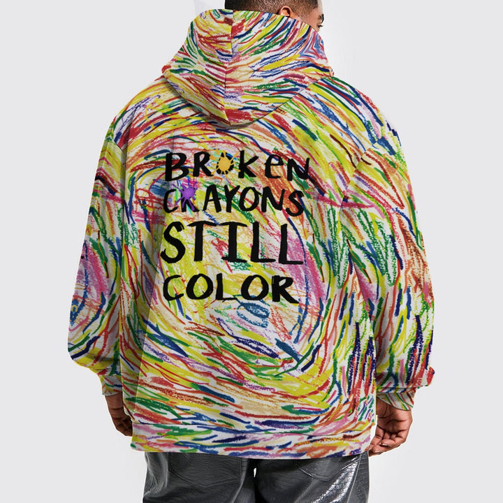 Unisex Broken Crayons Still Color Hoodies Mental Health Sweatshirts 2311000188