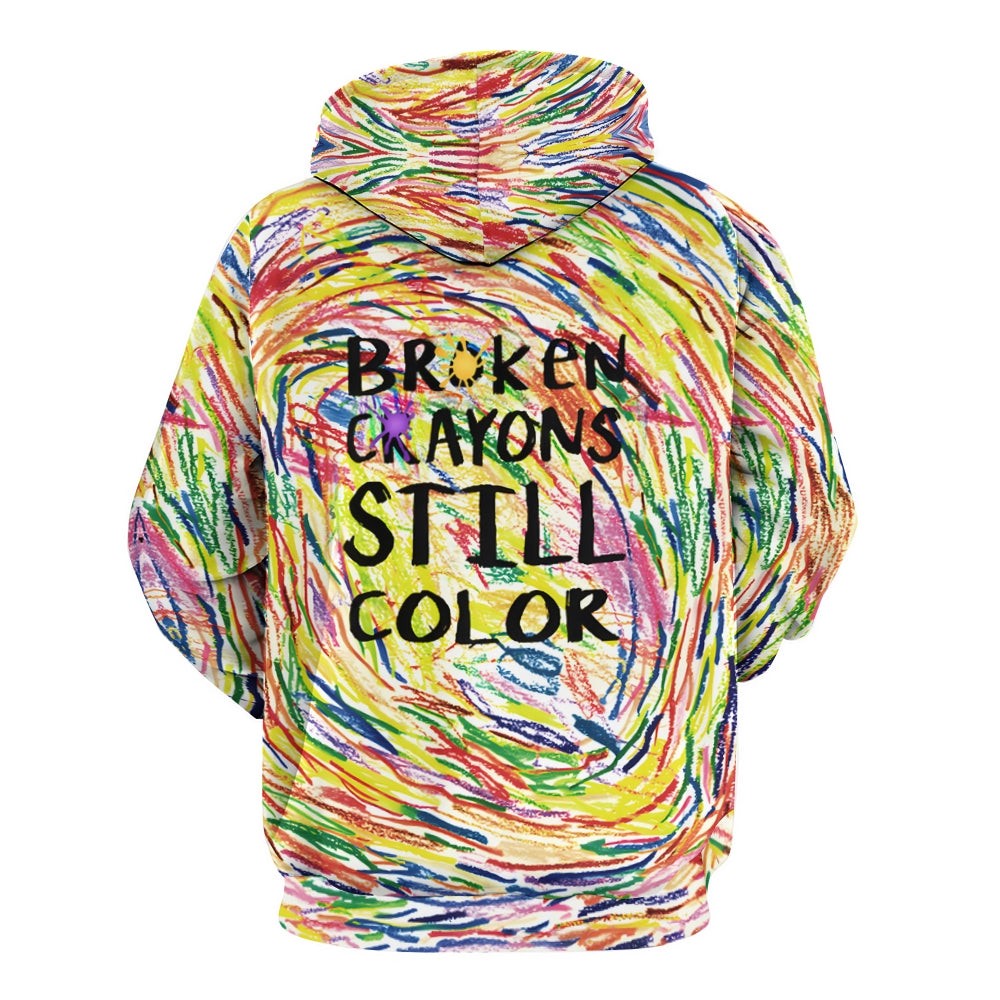 Unisex Broken Crayons Still Color Hoodies Mental Health Sweatshirts 2311000188