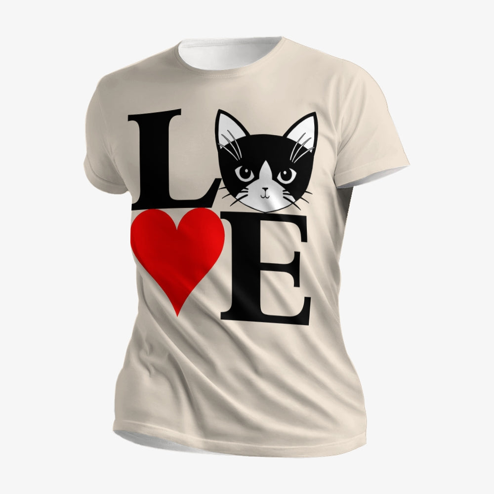 Men's Round Neck Valentine’s Day Cat Love Casual T-Shirt 2312000387