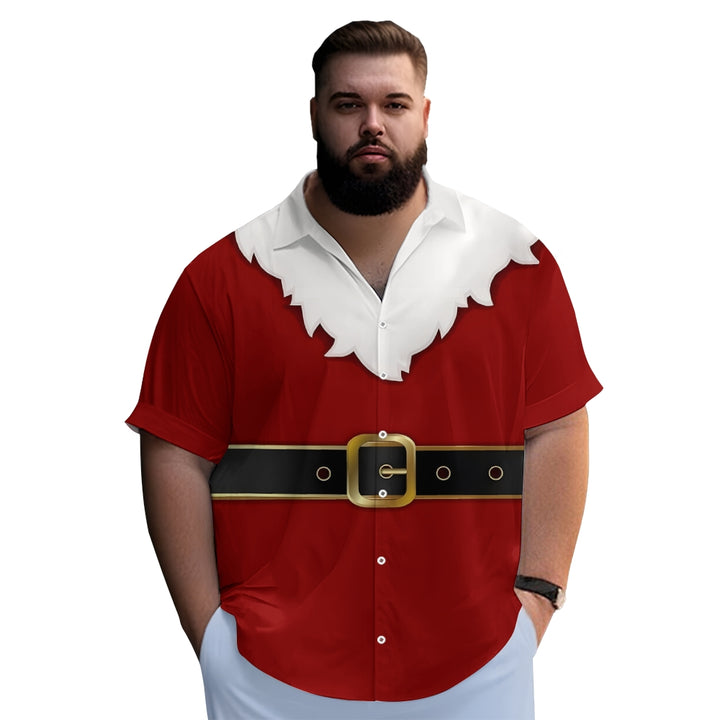 Casual Santa Claus Dress Chest Pocket Short Sleeve Shirt 2309000343