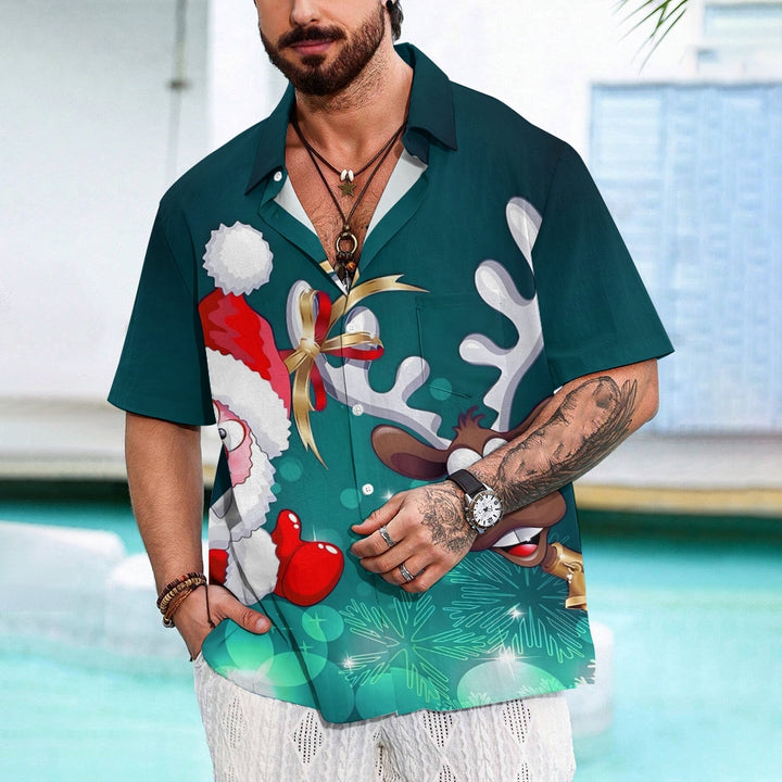 Santa Claus Elk Casual Short Sleeve Shirt 2310000734