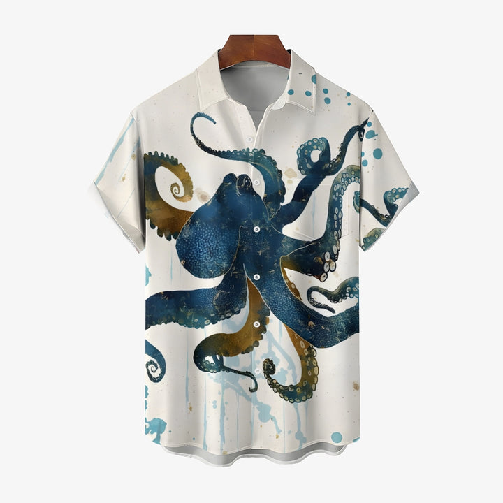 Octopus Casual Large Size Short-Sleeved Shirt 2410007911