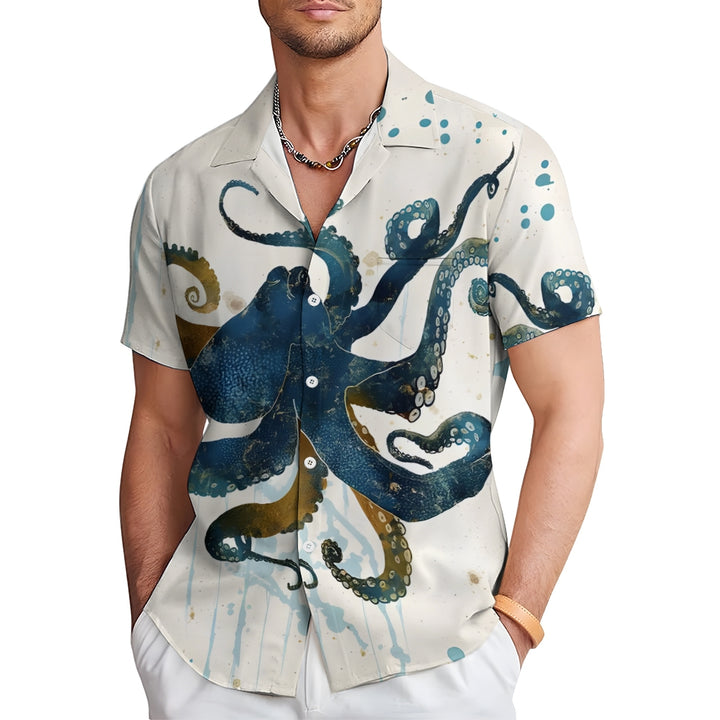 Octopus Casual Large Size Short-Sleeved Shirt 2410007911