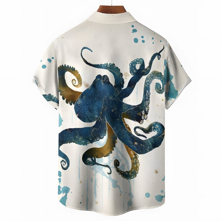 Octopus Casual Large Size Short-Sleeved Shirt 2410007911