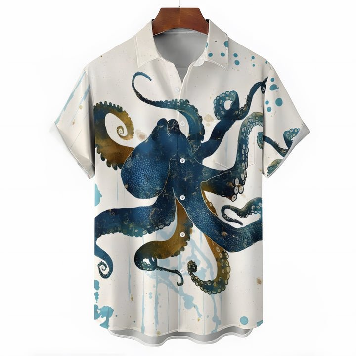 Octopus Casual Large Size Short-Sleeved Shirt 2410007911