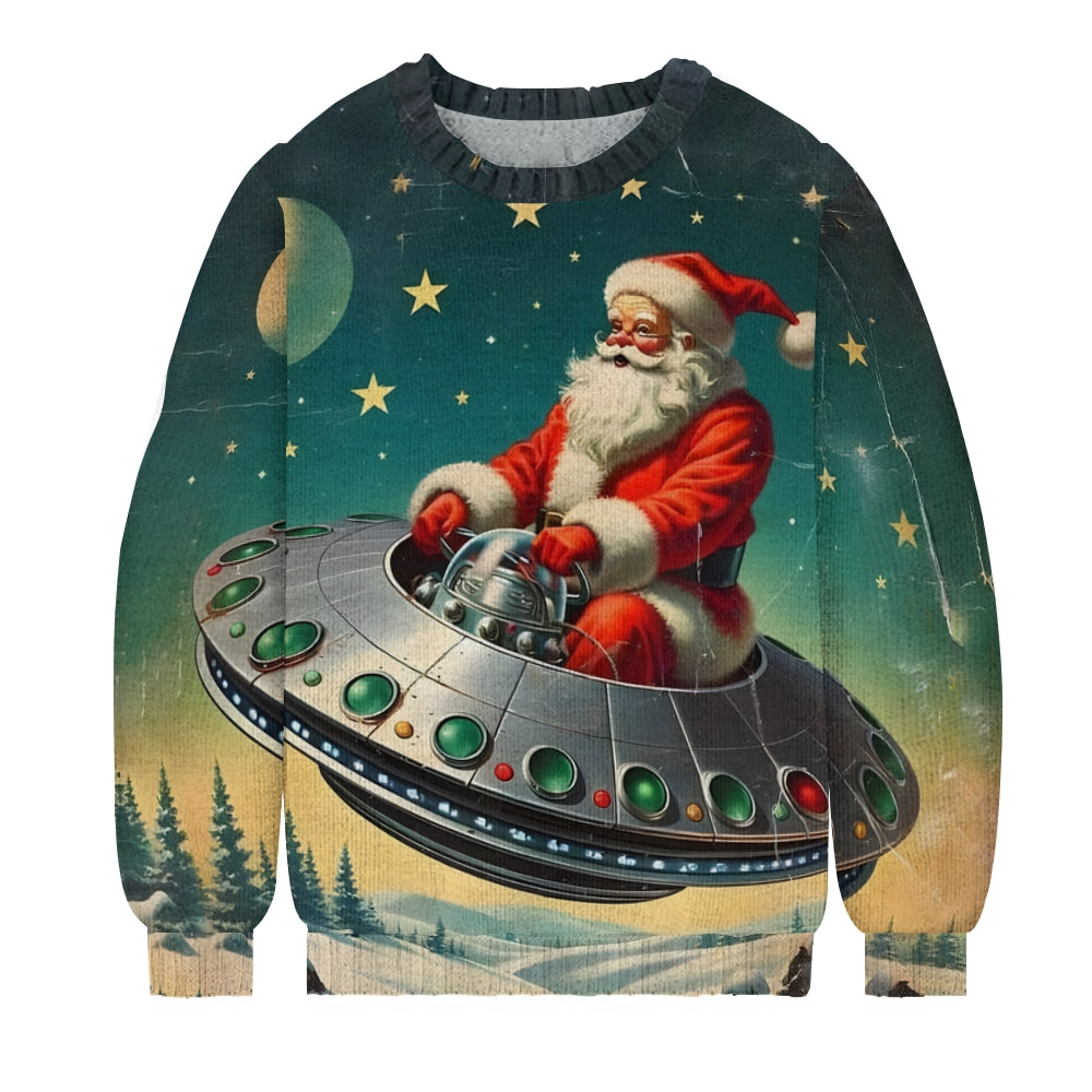 Men's Winter Christmas Santa UFO Print Sweater 2410008220