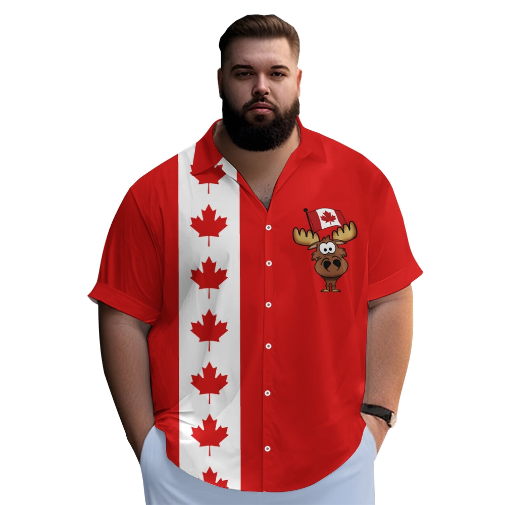 Canada Day Chest Pocket Casual Bowling Shirt 2410008253