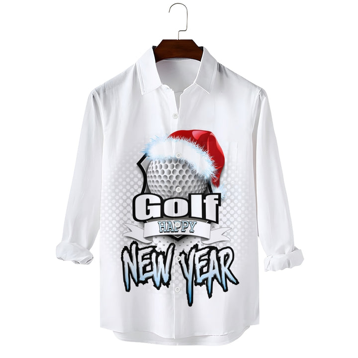 Men's Golf Santa Festive Shirt 3D Printed Long Sleeve Shirt 2410008928