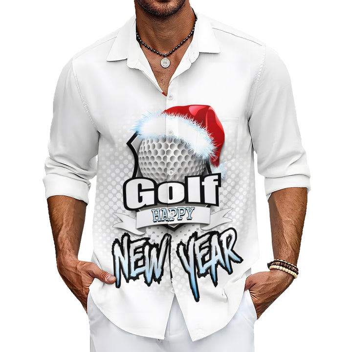 Men's Golf Santa Festive Shirt 3D Printed Long Sleeve Shirt 2410008928