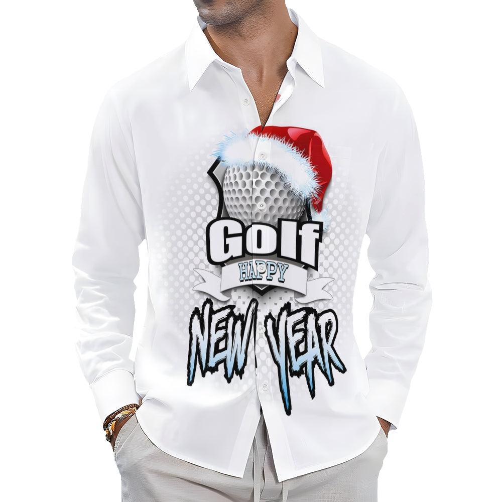 Men's Golf Santa Festive Shirt 3D Printed Long Sleeve Shirt 2410008928