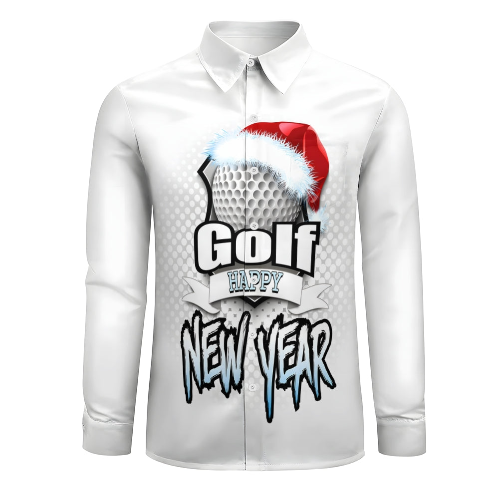 Men's Golf Santa Festive Shirt 3D Printed Long Sleeve Shirt 2410008928