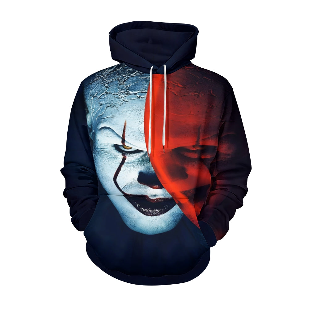 Men's Halloween horror art print long-sleeved hooded 2410008947