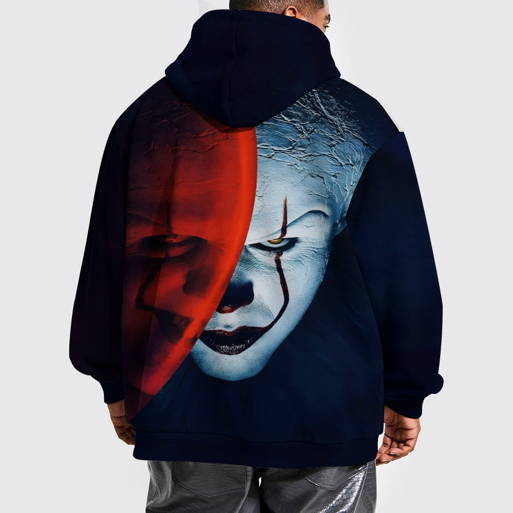 Men's Halloween horror art print long-sleeved hooded 2410008947