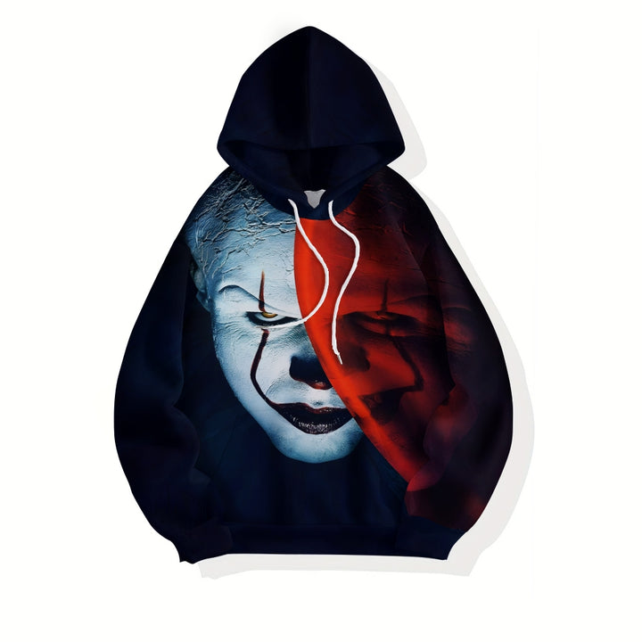 Men's Halloween horror art print long-sleeved hooded 2410008947