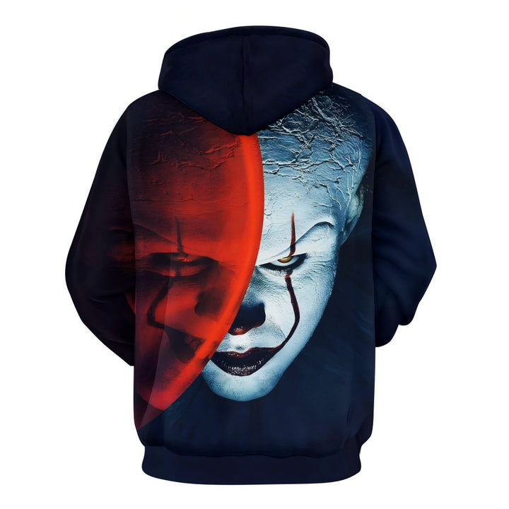 Men's Halloween horror art print long-sleeved hooded 2410008947