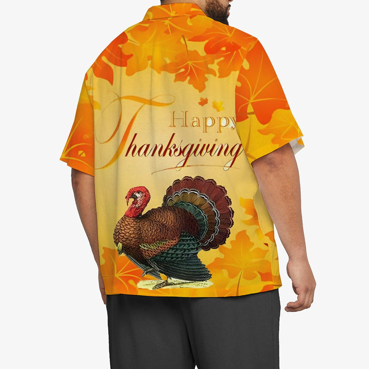 Happy Thanksgiving Turkey Casual Short Sleeve Shirt 2410001522