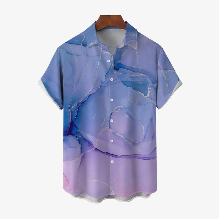 Men's Fluid Art Casual Short Sleeve Shirt 2402000007