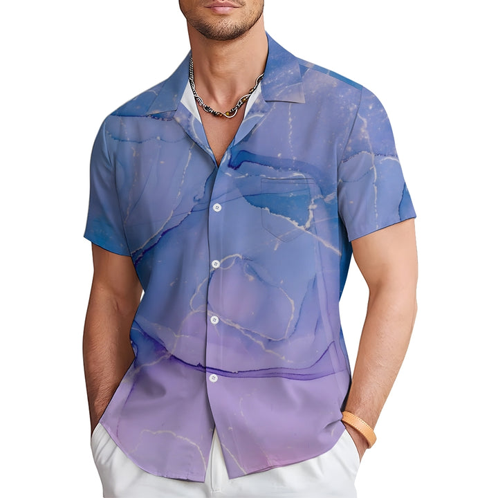 Men's Fluid Art Casual Short Sleeve Shirt 2402000007