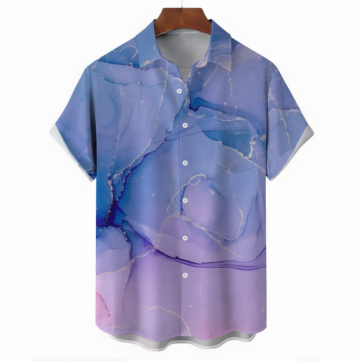 Men's Fluid Art Casual Short Sleeve Shirt 2402000007