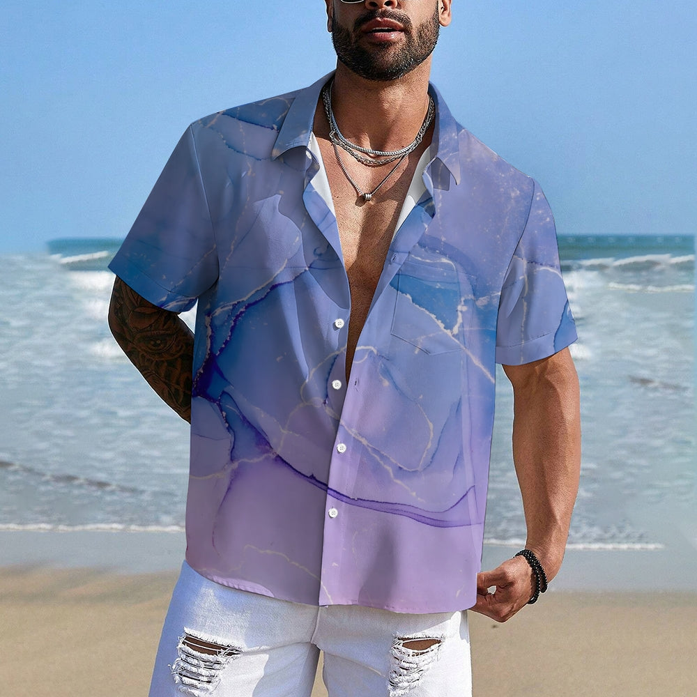 Men's Fluid Art Casual Short Sleeve Shirt 2402000007