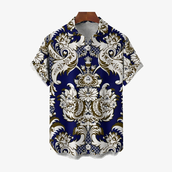 Baroque Art Pattern Casual Short Sleeve Shirt 2403000246