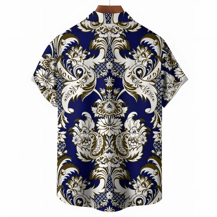 Baroque Art Pattern Casual Short Sleeve Shirt 2403000246