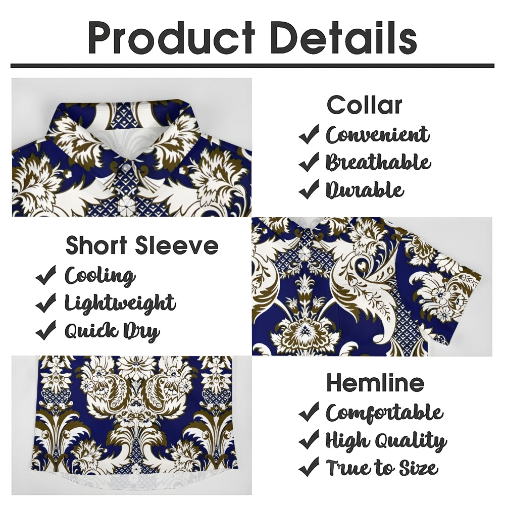 Baroque Art Pattern Casual Short Sleeve Shirt 2403000246