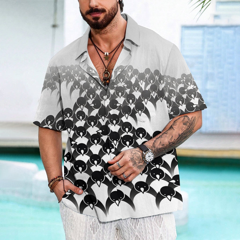 Men's Penguin Print Casual Short Sleeve Shirt 2310000980