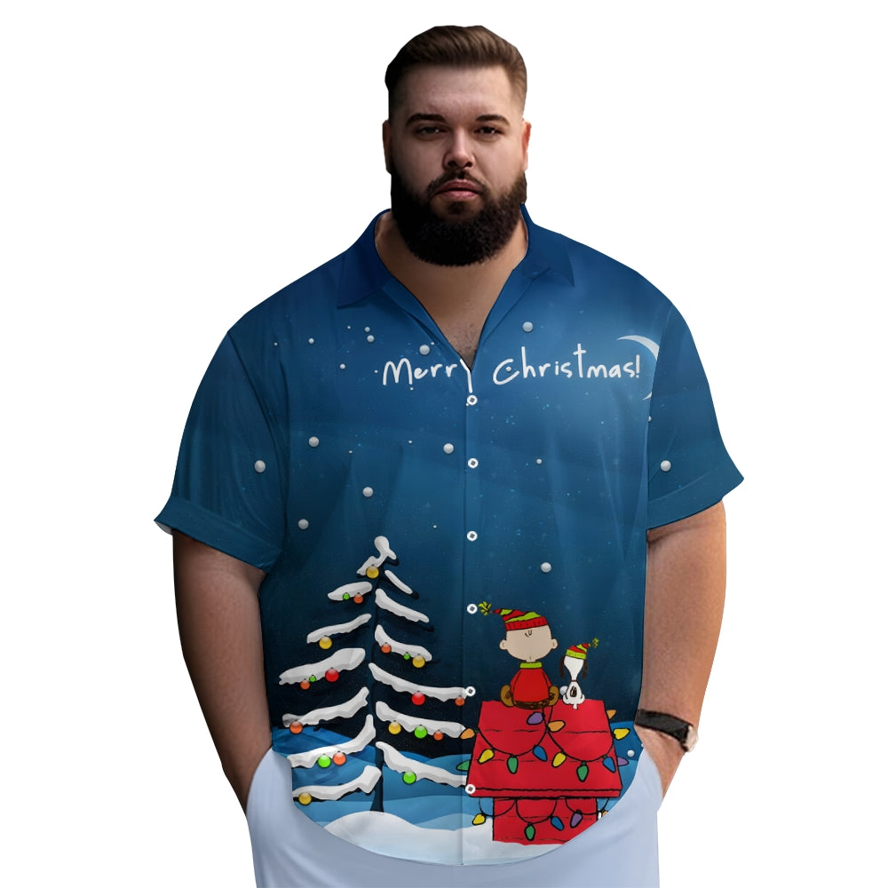 Men's  Christmas Holiday Cartoon Blue Shirt 2311000012