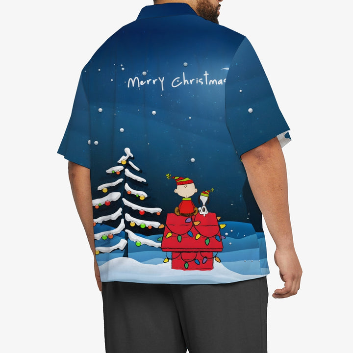 Men's  Christmas Holiday Cartoon Blue Shirt 2311000012