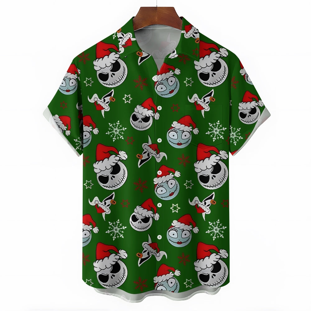 Men's Christmas Skull Goth Casual Shirt