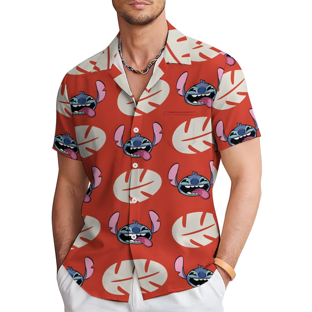 Hawaiian Cartoon Monster 626 Linen Short Sleeve Shirt 2411001878