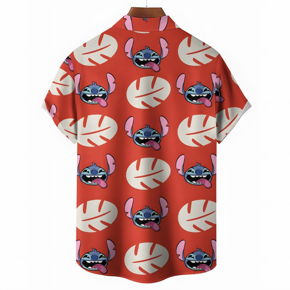 Hawaiian Cartoon Monster 626 Linen Short Sleeve Shirt 2411001878