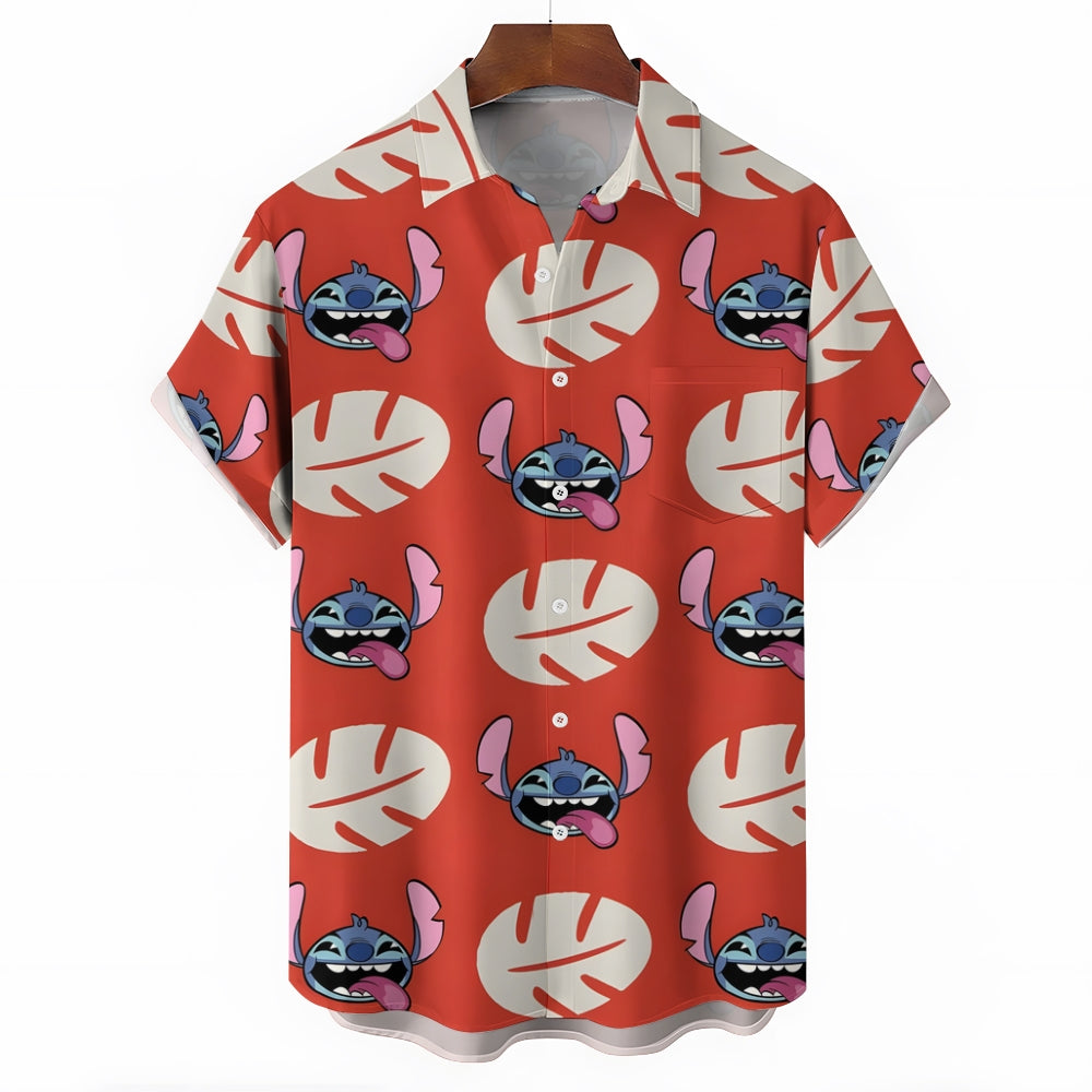 Hawaiian Cartoon Monster 626 Linen Short Sleeve Shirt 2411001878