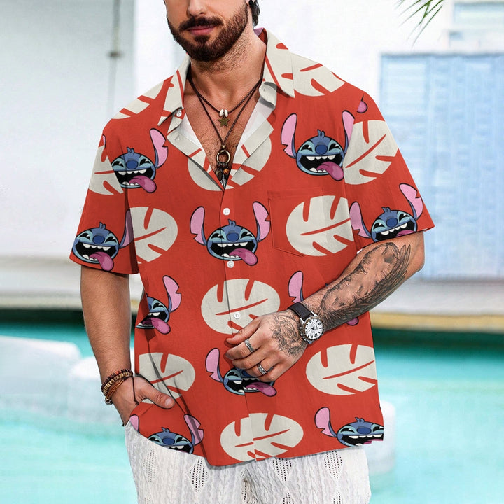 Hawaiian Cartoon Monster 626 Linen Short Sleeve Shirt 2411001878