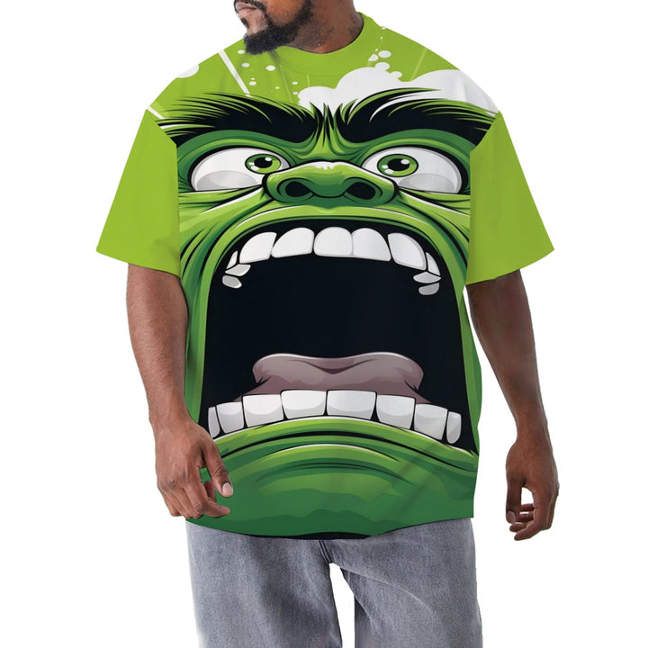 Men's Green Giant Pattern 3D Print Crew Neck Short Sleeve T-shirt 2408006328