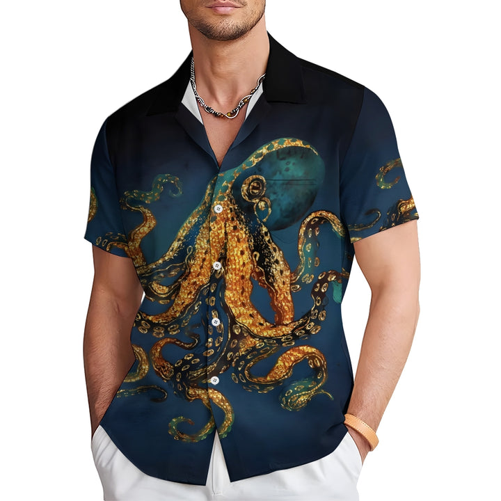 Octopus Casual Large Size Short-Sleeved Shirt 2410007911