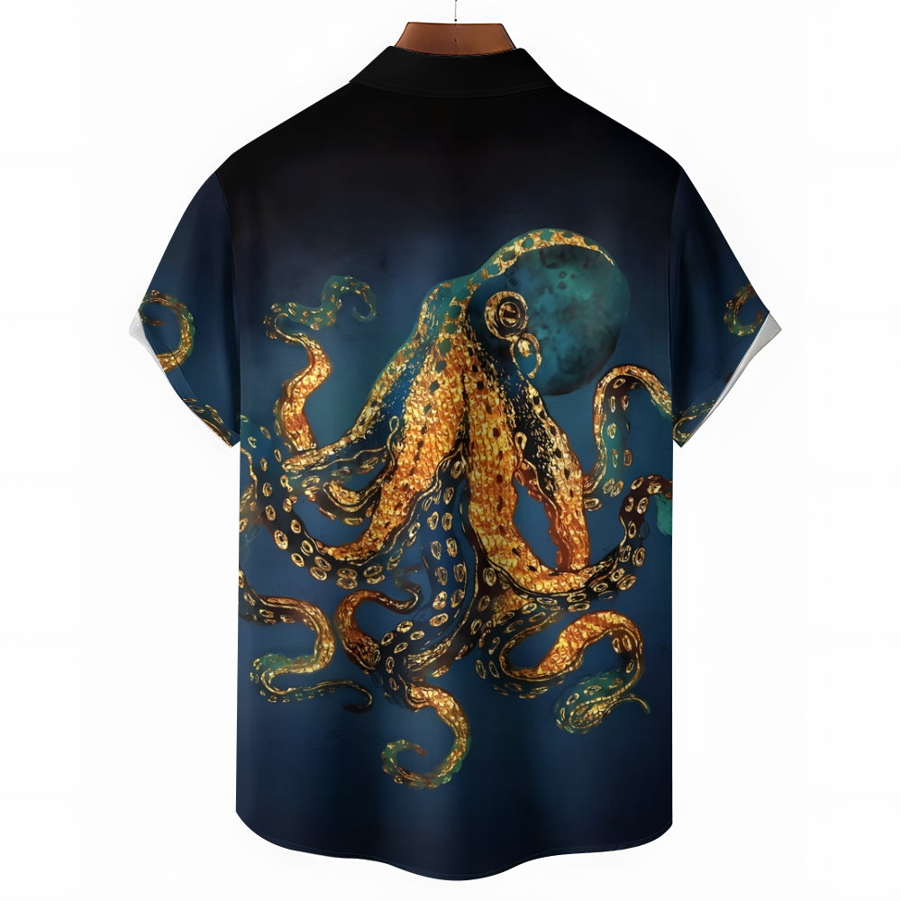 Octopus Casual Large Size Short-Sleeved Shirt 2410007911